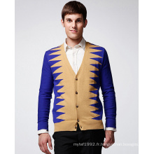 ODM Vêtements de mode V-Neck Irregular Stripe Man Cardigan